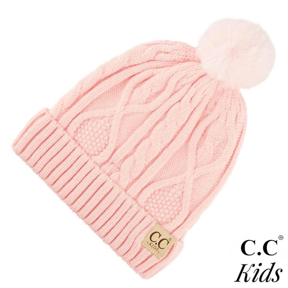 C.C. Kids fur line pale pink Beanie